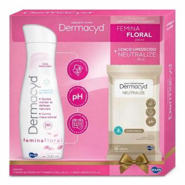 Imagem de Kit Dermacyd Sabonete Intimo Floral 200ml + Lenço Umid.16un