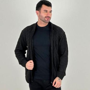 Imagem de Jaqueta Cellus de Lã Gola Alta Masculina, P, Mescla escuro