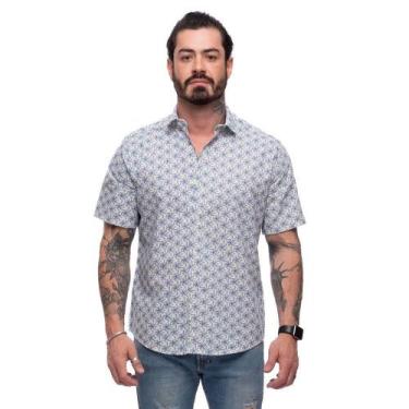 Imagem de Camisa Flores Manga Curta Masculina Algodão Linho Leve - Teodoro, Bran