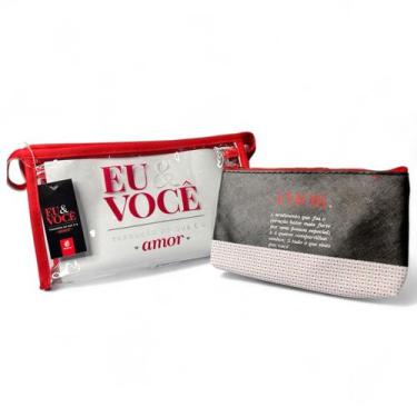 Imagem de Kit 2 Necessaire Eu e Você Amor Bolsa Presente Namorados - Mercado Buy