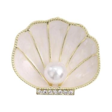 Imagem de Broche De Estrela-do-mar Esmaltado Unissex Feminino Com Pérola E Conch