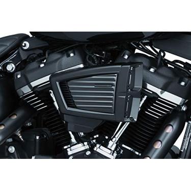 Imagem de Kuryakyn 9363 Componente de limpeza de ar/filtro de hipercarregador de motocicleta: placa frontal clássica para Hypercharger ES, preto acetinado