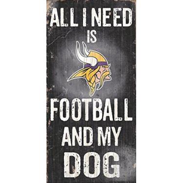 Imagem de Placa de madeira de futebol americano e cachorro, Minnesota Vikings