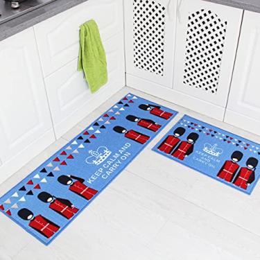Imagem de youyoucool Tapete de cozinha, 2 peças, tapetes e tapetes de cozinha, tapete acolchoado antifadiga, conjunto de tapetes de cozinha antiderrapantes à prova d'água para cozinha, escritório, pia 51 x 78