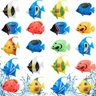 Imagem de Weewooday 20 peças de peixes em movimento artificial, peixes flutuantes, ornamentos realistas de peixes, decorações de aquário para aquário (estilo aleatório)