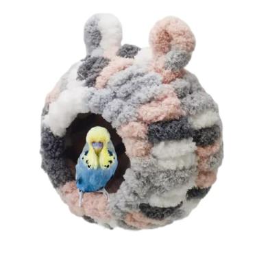 Imagem de Cama de ninho de pássaro quente de inverno, rede para pendurar, cabana aconchegante, casa de papagaio, brinquedo para gaiola de pássaros, poleiro para pássaros, periquitos, passarinho tílio, hamster, chinchila, porquinho-da-índia (rosa)