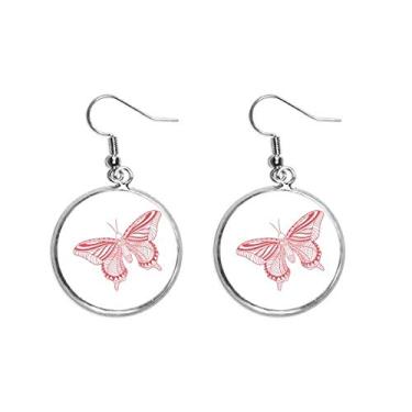 Imagem de Brinco de borboleta rosa com pingente de orelha de pipa de prata joia feminina
