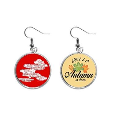 Imagem de Lindo padrão Life Design Orelha Pendente Folha Outono Brinco Joia