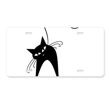 Imagem de DIYthinker Etiqueta de aço inoxidável para decoração de placa de licença para amante de gato preto Halloween
