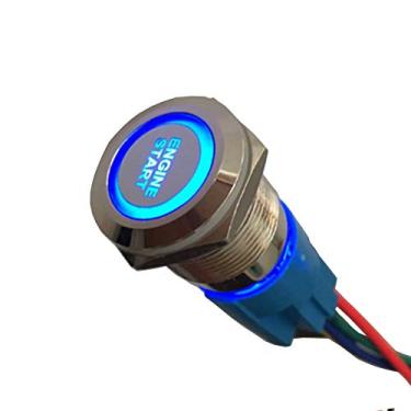 Imagem de Etopars Momentary 12V 5A Car Auto Blue lâmpada LED Farol de Aço Inoxidável Botão de Aço inoxidável Interruptor Interruptor Tomada 19 mm Motor Iniciar