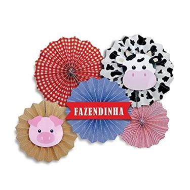 Imagem de Painel Leques Decorativos Fazendinha - 6 Unidades