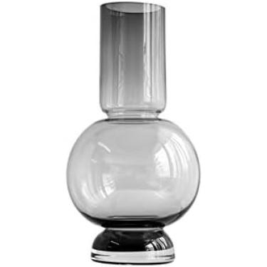 Imagem de Vaso Alto, Vaso De Vidro Cristalino Quarto Sala De Estar Vaso De Café Vaso De Decoração Moderna, 4 Estilos,Cinza,10 * 10 * 20CM,Pleasant63
