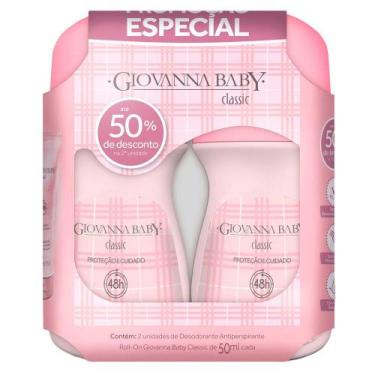 Imagem de Kit Desodorante Roll-On Giovanna Baby Classic Rosa 50ml 2 Unidades