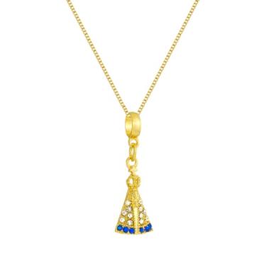 Imagem de Colar Pingente Nossa Senhora Aparecida Banhado a Ouro 18k COLAR:60 cm