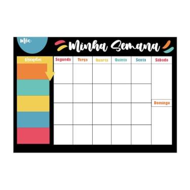 Imagem de Planner Semanal Magnético 30x40cm para Geladeira – Quadro Organizador Porta Recados com Espaço para Tarefas, Cardápio e Lembretes (Superfícies Metálicas) Imã de geladeira.