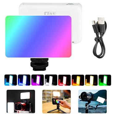 Imagem de Luz de vídeo LED RGB, luz de vídeo portátil recarregável na câmera, luz de painel de LED RGB para fotografia, vídeo, YouTube, iluminação TikTok | CRI95+ 2800K-6800K