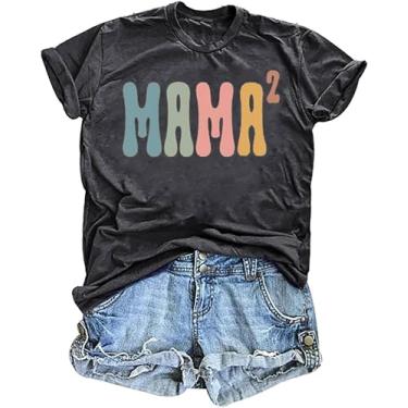 Imagem de Camiseta feminina com estampa de letras engraçadas do Dia das Mães em My Mama Era Camiseta Mom Life Casual Tops, 26aa-cinza escuro 8, G