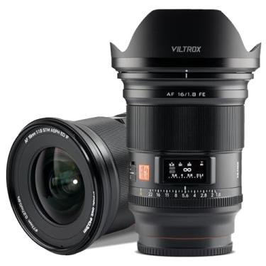 Imagem de VILTROX Lente de câmera AF 16 mm f/1.8 Full Frame com tela LCD integrada, lente grande angular de grande abertura para câmeras Sony E-Mount Mirrorless
