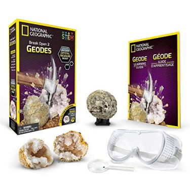 Imagem de NATIONAL GEOGRAPHIC Break Open 2 Geodes Science Kit – Includes Goggles, Detailed Learning Guide and Display Stand - Great STEM Science gift for Mineralogy and Geology enthusiasts of any age