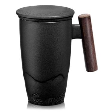 Imagem de Suyika Caneca de Cerâmica com Infusor e Tampa de Chá com Alça de Madeira, 400 ml