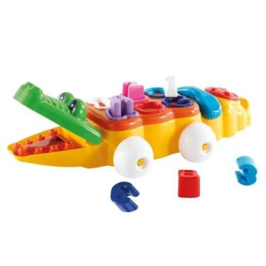 Imagem de Brinquedo Jacaré Didático Com Telefone Blocos De Encaixar Carrinho Inf