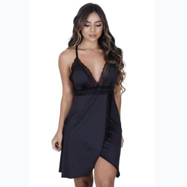 Imagem de Camisola Curta Vellfer VF - 42 Transpassada, Preto, G