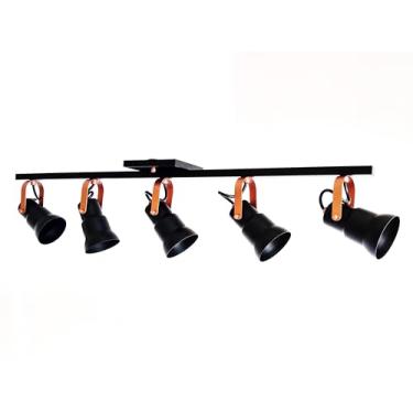 Imagem de Luminária Spots de Trilho C/ 5 Lâmpadas - 80x19 - Direcionáveis Alumínio E27 (PRETO COM COBRE)
