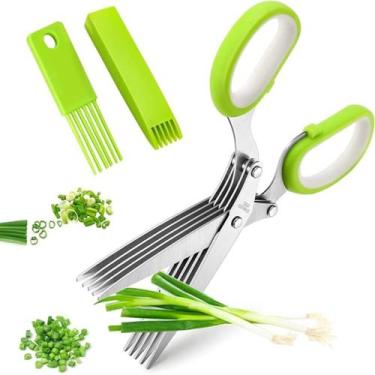 Imagem de Tesoura de Cozinha 5 Lâminas Inox Cortar Picar Verduras e Ervas Cabo A