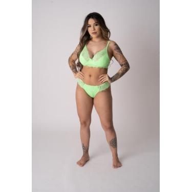 Imagem de Conjunto Fantasy Verde Neon com Renda Deluxe Lingerie, P