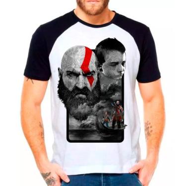 Imagem de Camiseta Masculina Raglan Branca Kratos God of War 07 - DESIGN CAMISET