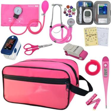 Imagem de Kit Enfermagem Aparelho de Pressão Estetoscópio Medidor Glicose Comple