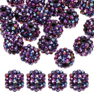 Imagem de PATIKIL Contas de strass de resina de 14 mm para caneta com contas, pacote com 20 bolas de discoteca brilhantes redondas focais contas de chiclete para fazer joias, artesanato, colar, pulseiras de