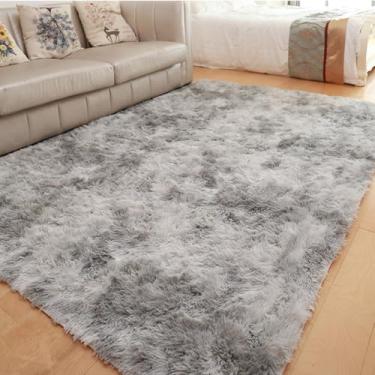Imagem de KAIJIE Tapetes de área para quarto e sala de estar, tapete felpudo felpudo fofo de pelúcia macio, tapete de piso interno para decoração de dormitório de casa infantil cinza água 40 x 60 cm