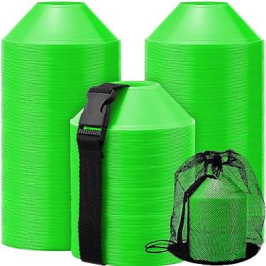 Imagem de Hanaive 100 peças mini cones de futebol para exercícios esportivos, cones de disco de agilidade de 12 cm com acessórios para treinamento de futebol infantil (verde)