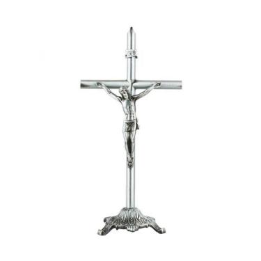 Imagem de Crucifixo De Mesa 22cm - Enfeite Metal - Taimes, Prateado