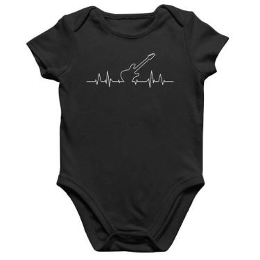 Imagem de Body Bebê Algodão Guitarra Batimentos Cardíacos - Foca na Moda, Preto,