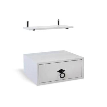 Imagem de Mesa de Canto Lateral Apoio Suspensa com Prateleira Betânia Cor Fendi 