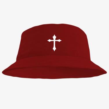 Imagem de Chapéu Bucket Hat Estampado Cruz - MP Moda Masculina, Único, Vermelho