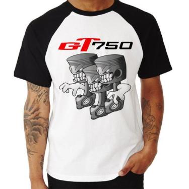 Imagem de Camiseta Raglan Moto GT 750 Pistões - Foca na Moda, Branco, Preto, G