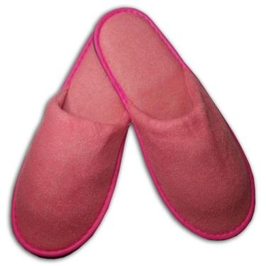 Imagem de 1 Par Chinelo Pantufa Slim Plush Aveludado Feminino Rosa Escuro 41/42 
