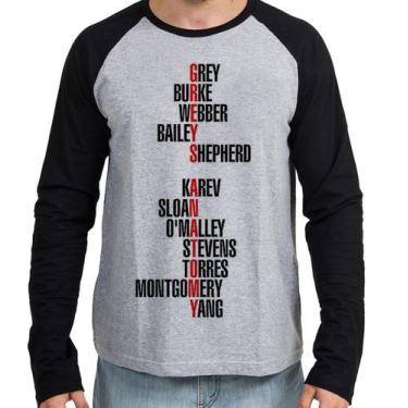 Imagem de Camiseta Manga Longa blusa Grey's Anatomy nomes - Empório Dutra, GG  a