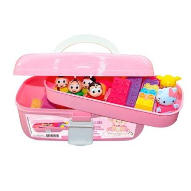 Imagem de Maleta Porta Objeto Maquiagem Bijuteria 6 Divisórias Rosa - Monte Liba