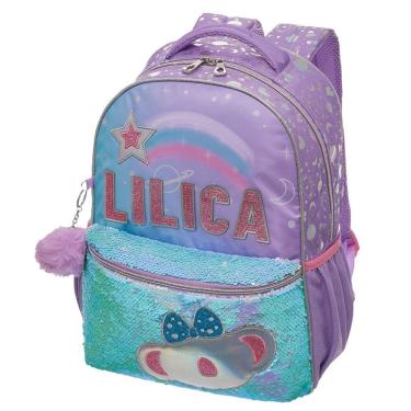 Imagem de Mochila Infantil Escolar Menina Feminino Lilica Ripilica Costas Alças Reforçada Cor Lilás Resistente Durável Importada