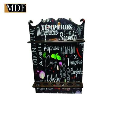 Imagem de Porta Tempero para 12 Tubetes Tags Tempero 23x35 Mdf Madeira Adesivado