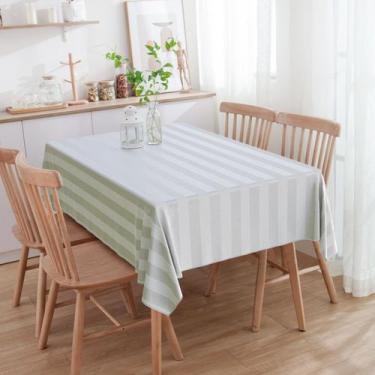Imagem de Toalha De Mesa Retangular Listrado Bege Marfim 2.20m x 2.20m - Menedec