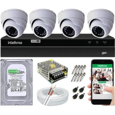 Imagem de Kit Cftv 4 Câmera Segurança Intelbras Dome Ahd Dvr Mhdx