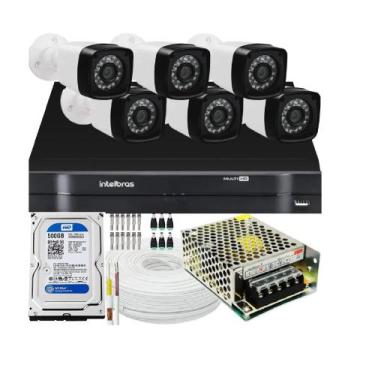 Imagem de Kit DVR Intelbras 8 canais H.265 Hd 500Gb 6 câmeras Full HD 1080p 20m