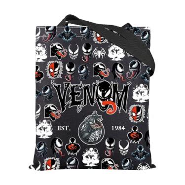Imagem de KUIYAI Bolsa de compras de ombro do Homem-Aranha Merchandise Bolsa de Compras de Ombro Vilão Herói Amantes Bolsa para Fãs de Cinema, Venomest1984toteblk