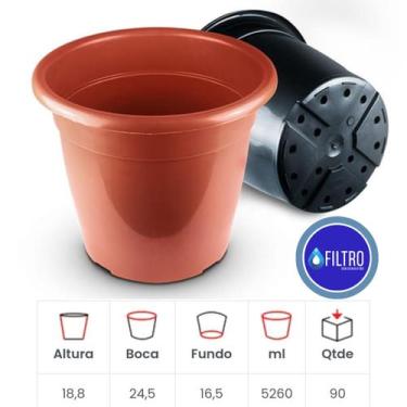 Imagem de Vaso Plástico Redondo - 5.260 ml - Cor Preto - VF vaso forte, Laranja