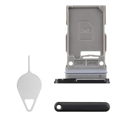 Imagem de BESJMYT Substituição da bandeja do cartão SIM para Samsung Galaxy S23 (versão SIM único) Adaptador de suporte de slot de bandeja de cartão preto fantasma com ejetor de agulha para S23 SM-S911U